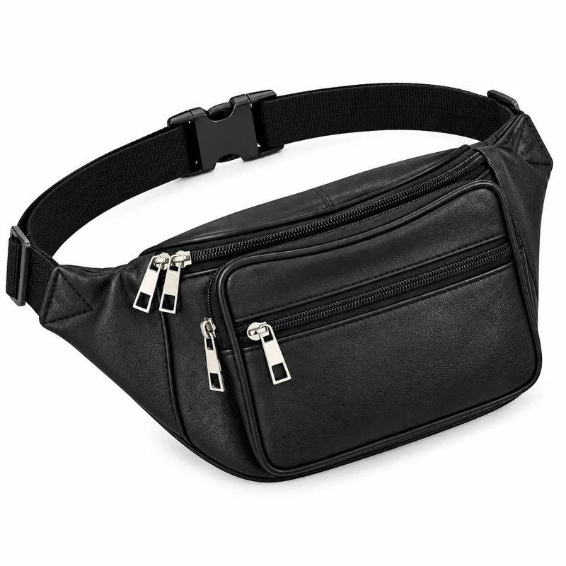 Gürteltasche 2 Leder 4 Taschen Sling Bag Gürtel Hüft Tasche