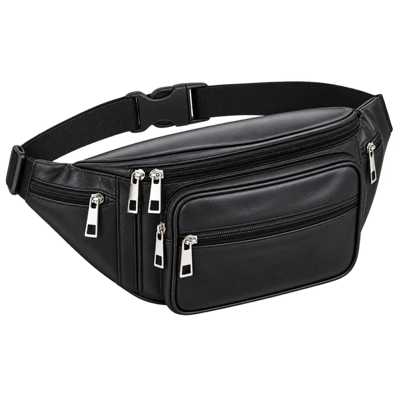 Gürteltasche Leder 6 Taschen Bauchtasche Hüfttasche Wanderrucksack